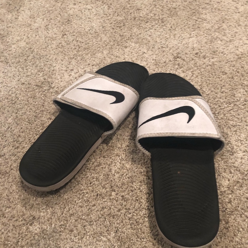 White Nike slides